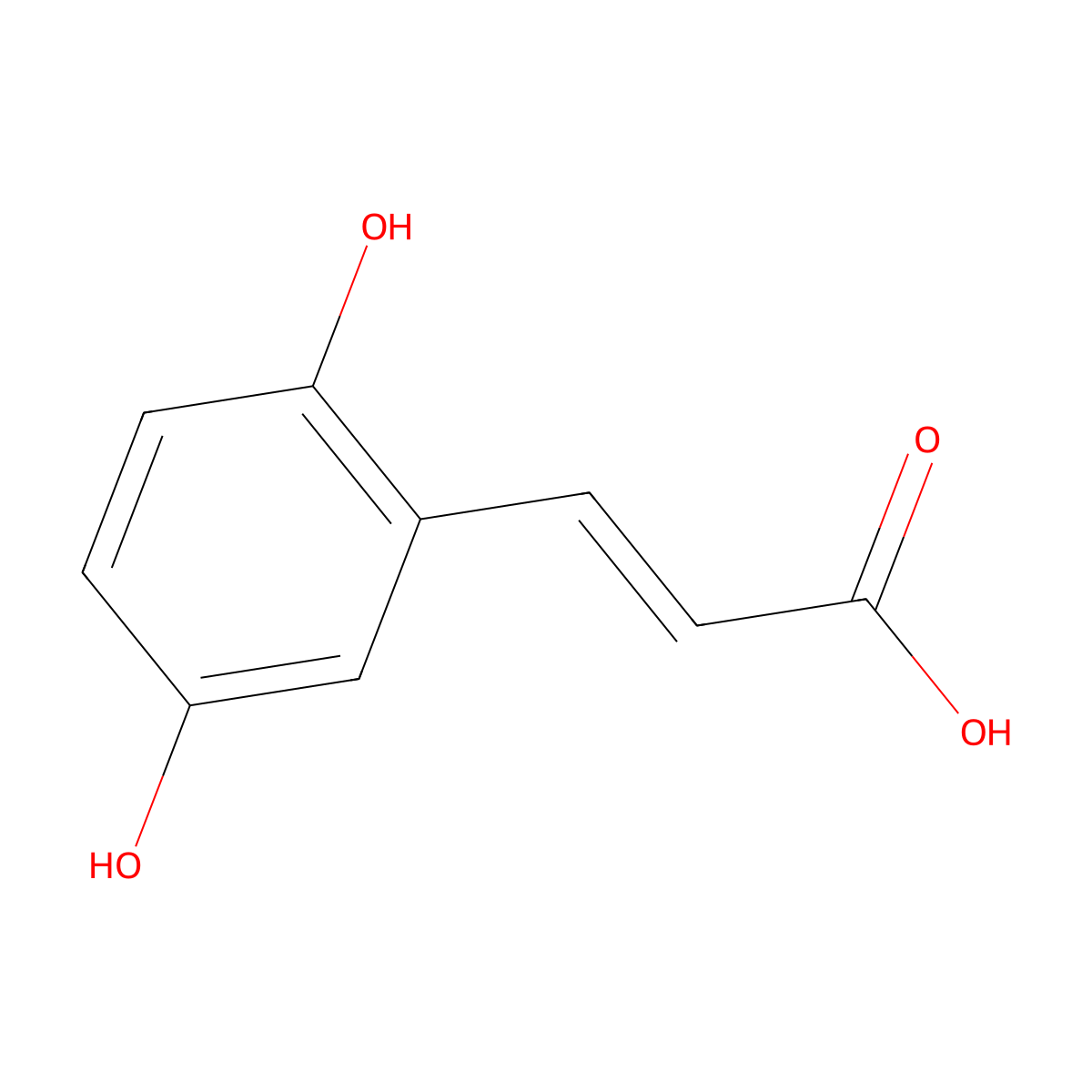 2,5-Dihydroxycinnamic acid molecular structure, CAS 636-01-1