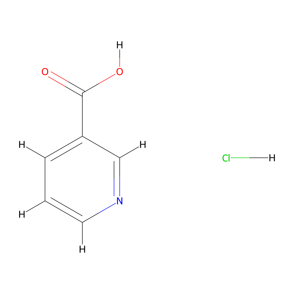 3-Pyridinecarboxylic acid, hydrochloride (1:1) molecular structure, CAS 636-79-3