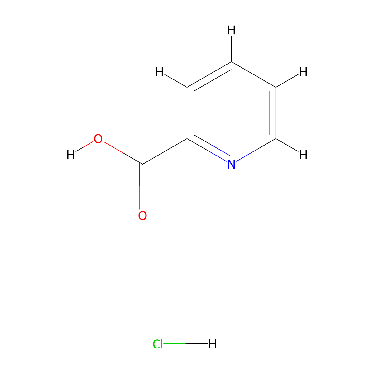 2-Pyridinecarboxylic acid, hydrochloride (1:1) molecular structure, CAS 636-80-6