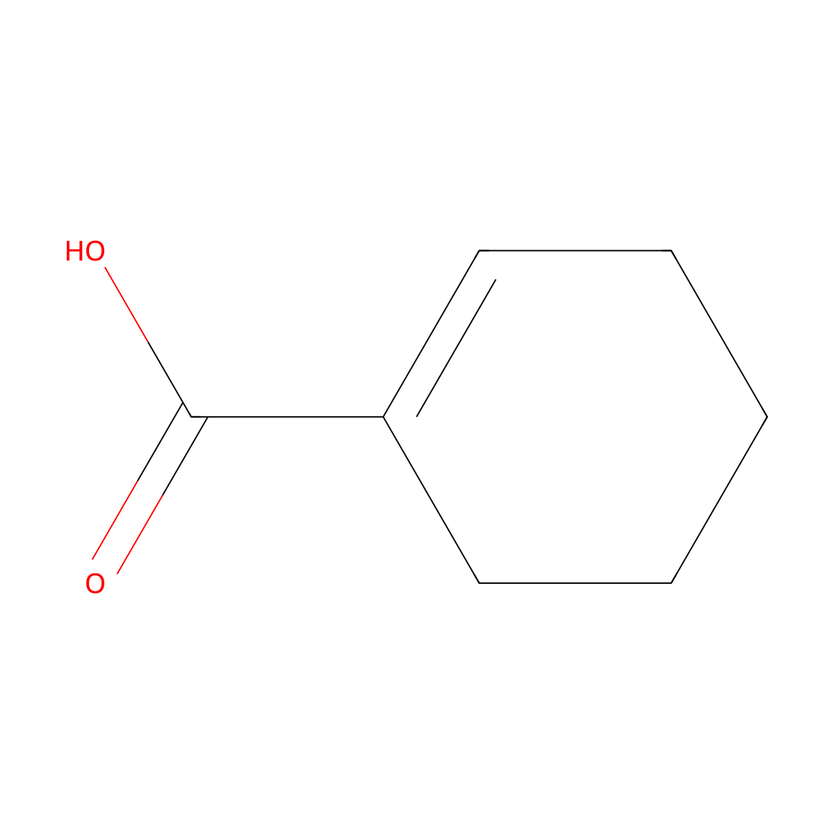 1-Cyclohexene-1-carboxylic acid molecular structure, CAS 636-82-8