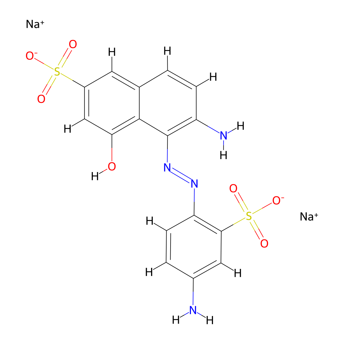 Disodium 6-amino-5-[(4-amino-2-sulphonatophenyl)azo]-4-hydroxynaphthalene-2-sulphonate molecular structure, CAS 6360-04-9