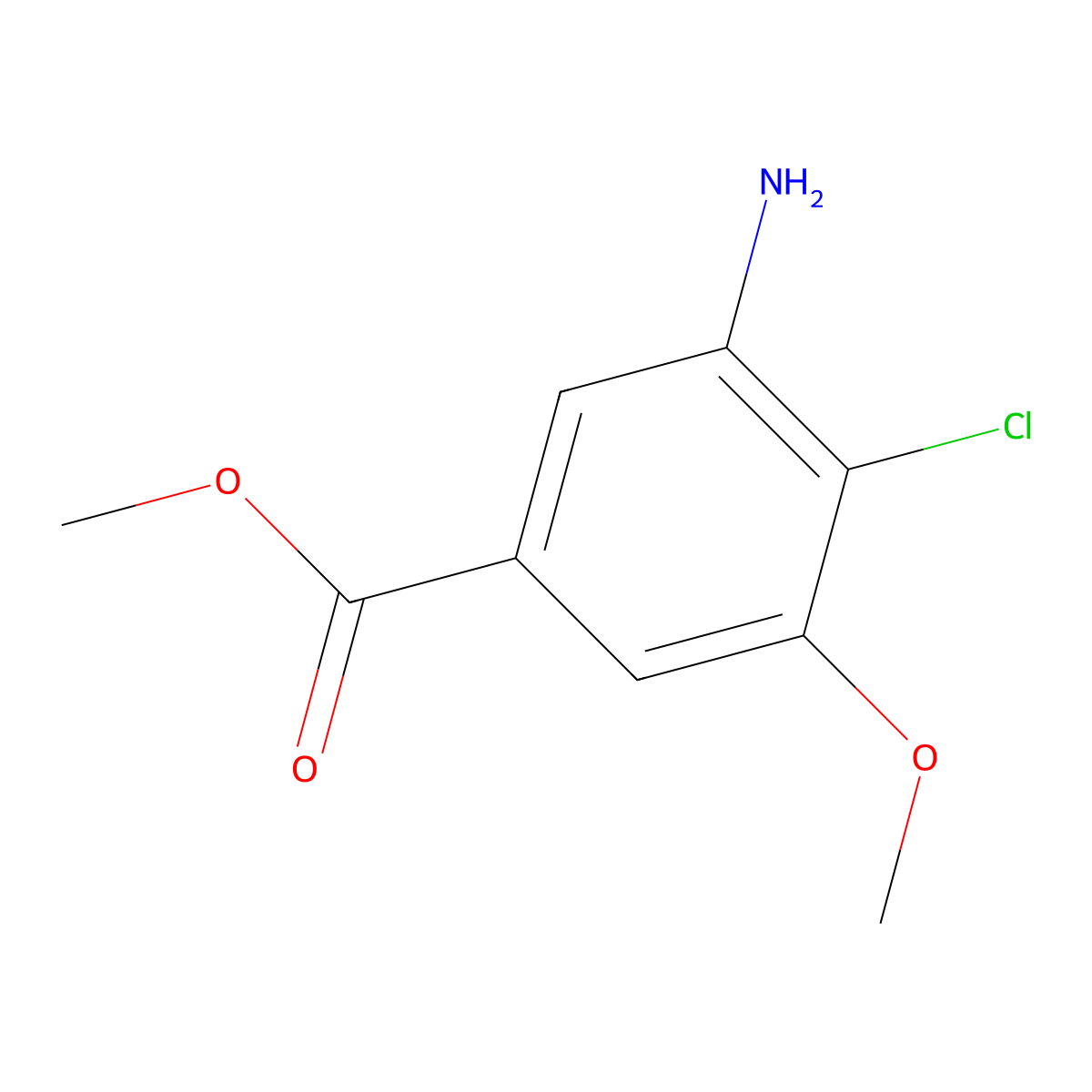 Methyl 3-amino-4-chloro-5-methoxybenzoate molecular structure, CAS 63603-10-1