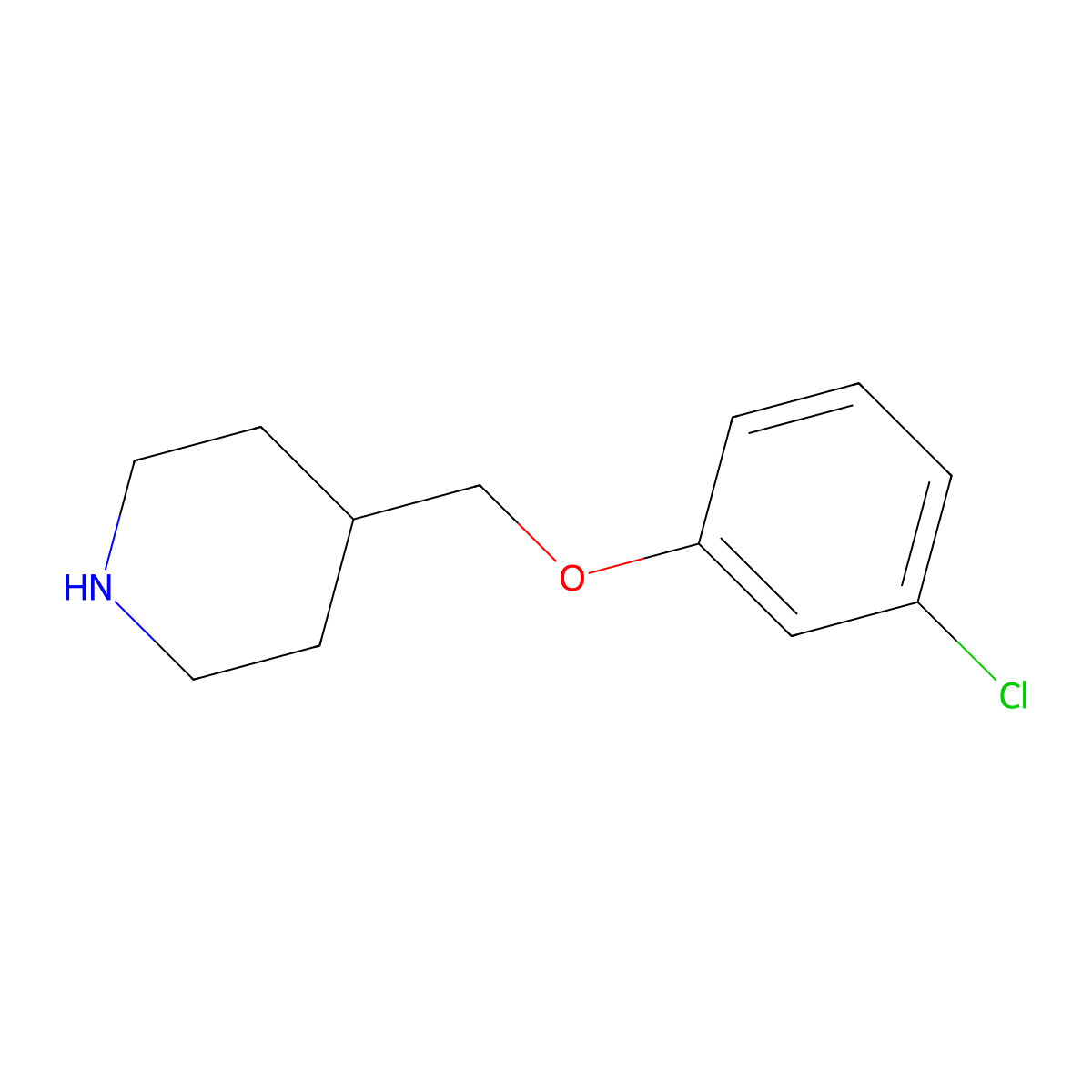 4-[(3-Chlorophenoxy)methyl]piperidine molecular structure, CAS 63608-32-2