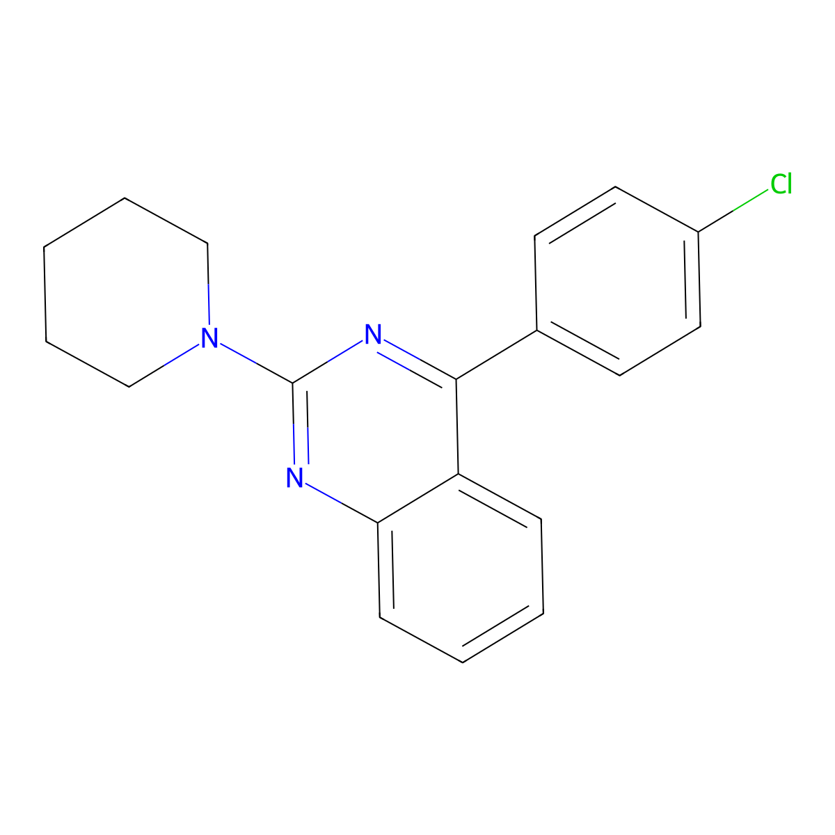4-(4-Chlorophenyl)-2-(piperidin-1-yl)quinazoline molecular structure, CAS 63615-66-7