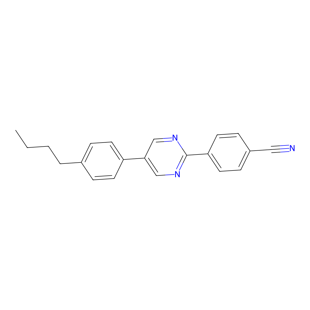 Benzonitrile, 4-[5-(4-butylphenyl)-2-pyrimidinyl]- molecular structure, CAS 63617-61-8