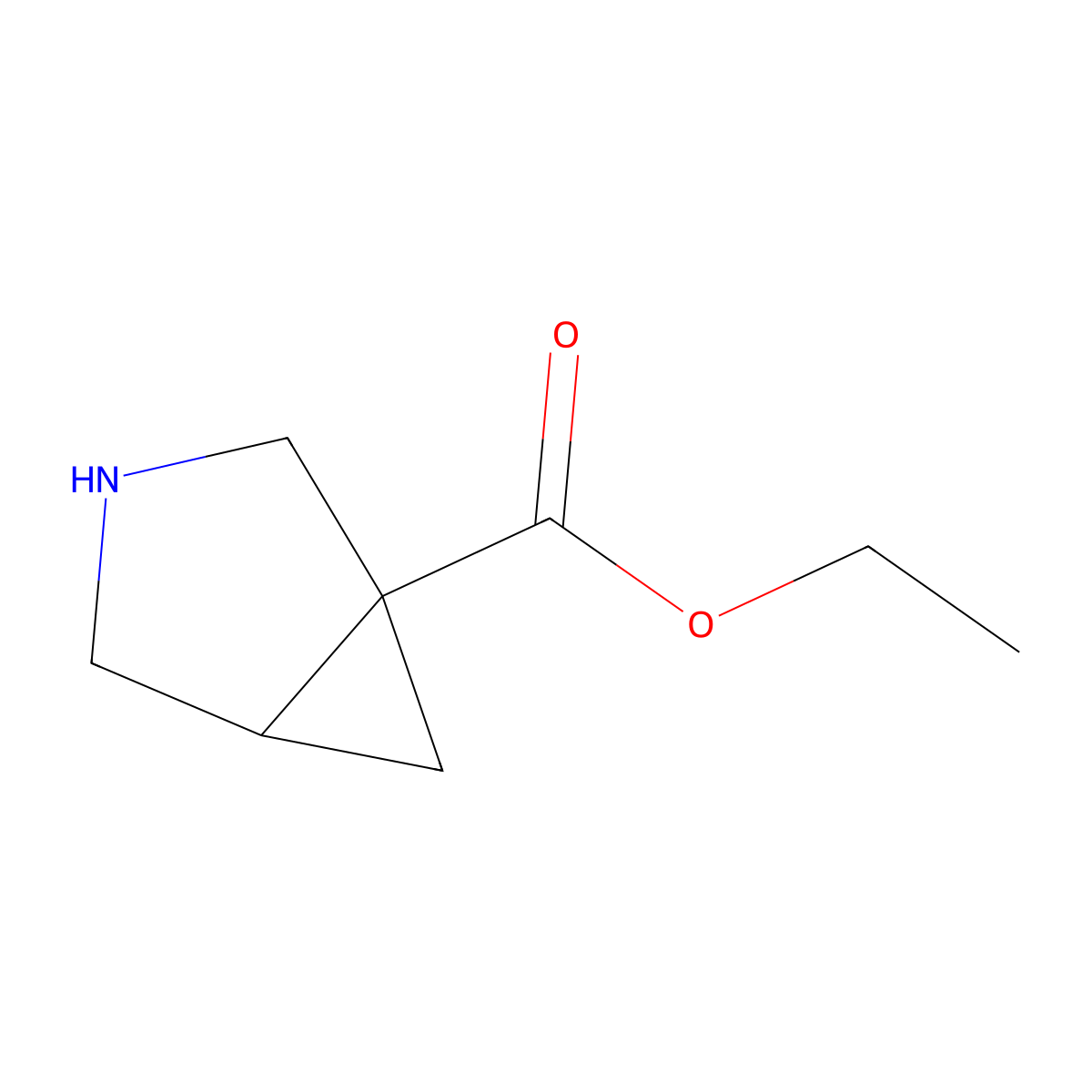 Ethyl 3-azabicyclo[3.1.0]hexane-1-carboxylate molecular structure, CAS 63618-09-7