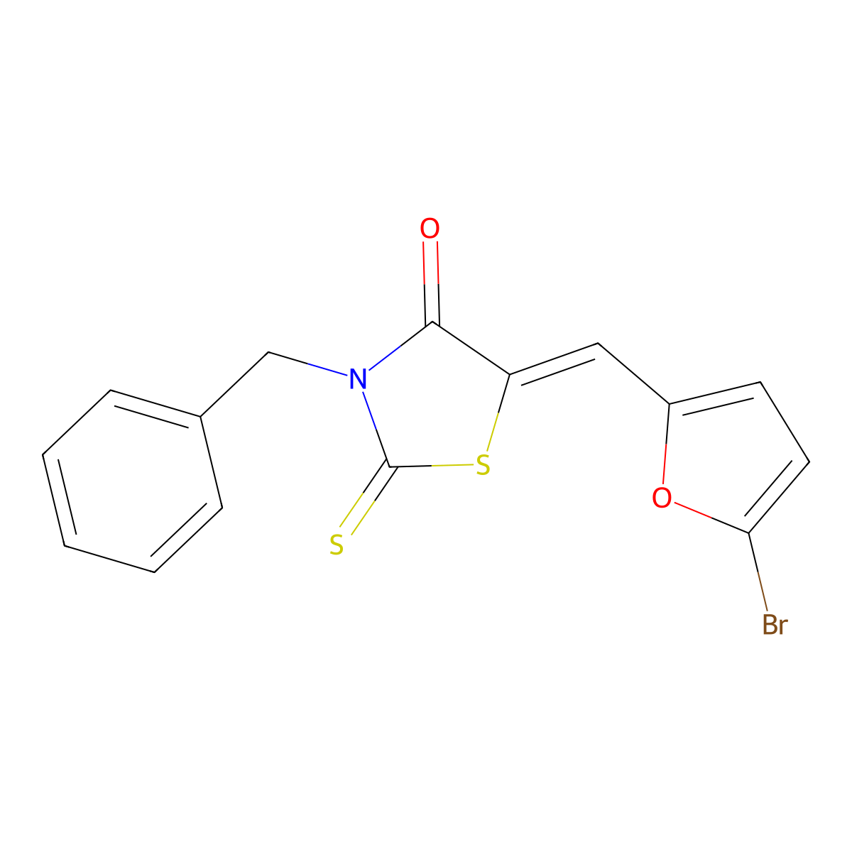 3-Benzyl-5-[(5-bromofuran-2-yl)methylidene]-2-sulfanylidene-1,3-thiazolidin-4-one molecular structure, CAS 63618-71-3
