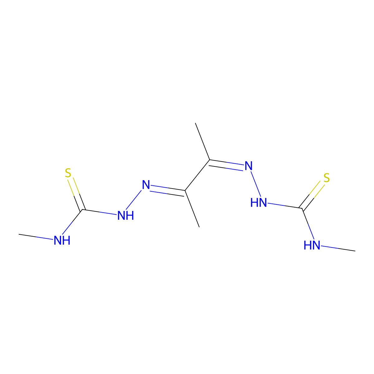 3-Methyl-1-[(E)-[(3E)-3-{[(methylcarbamothioyl)amino]imino}butan-2-ylidene]amino]thiourea molecular structure, CAS 63618-91-7