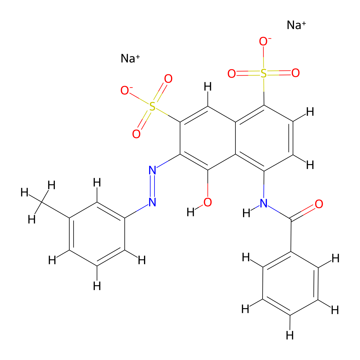 Disodium 4-(benzoylamino)-5-hydroxy-6-((m-tolyl)azo)naphthalene-1,7-disulphonate molecular structure, CAS 6362-44-3