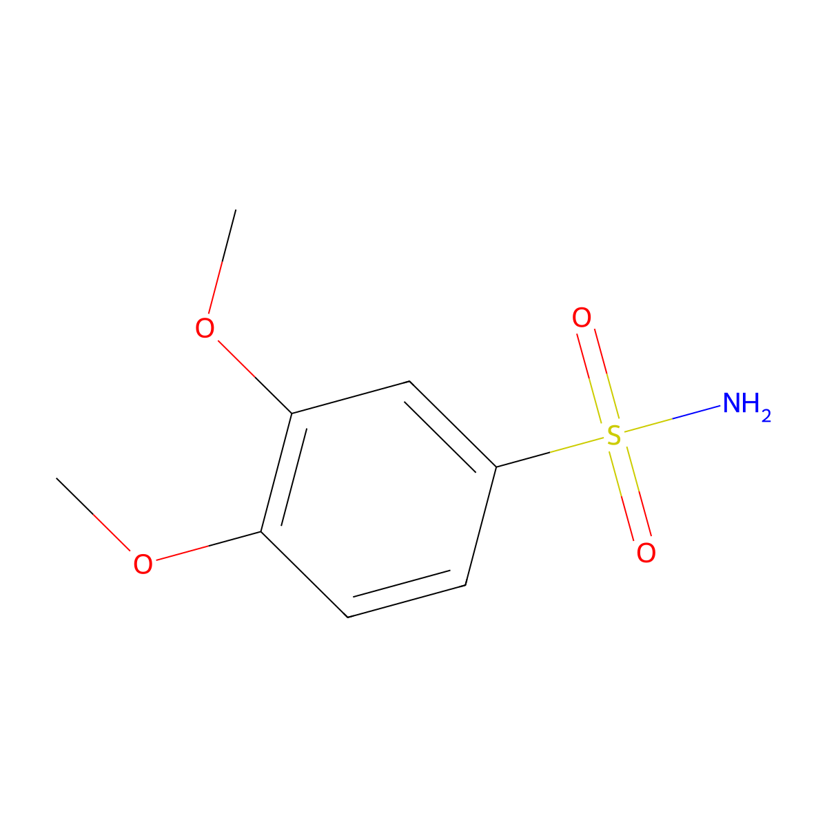 3,4-Dimethoxybenzene-1-sulfonamide molecular structure, CAS 63624-27-1