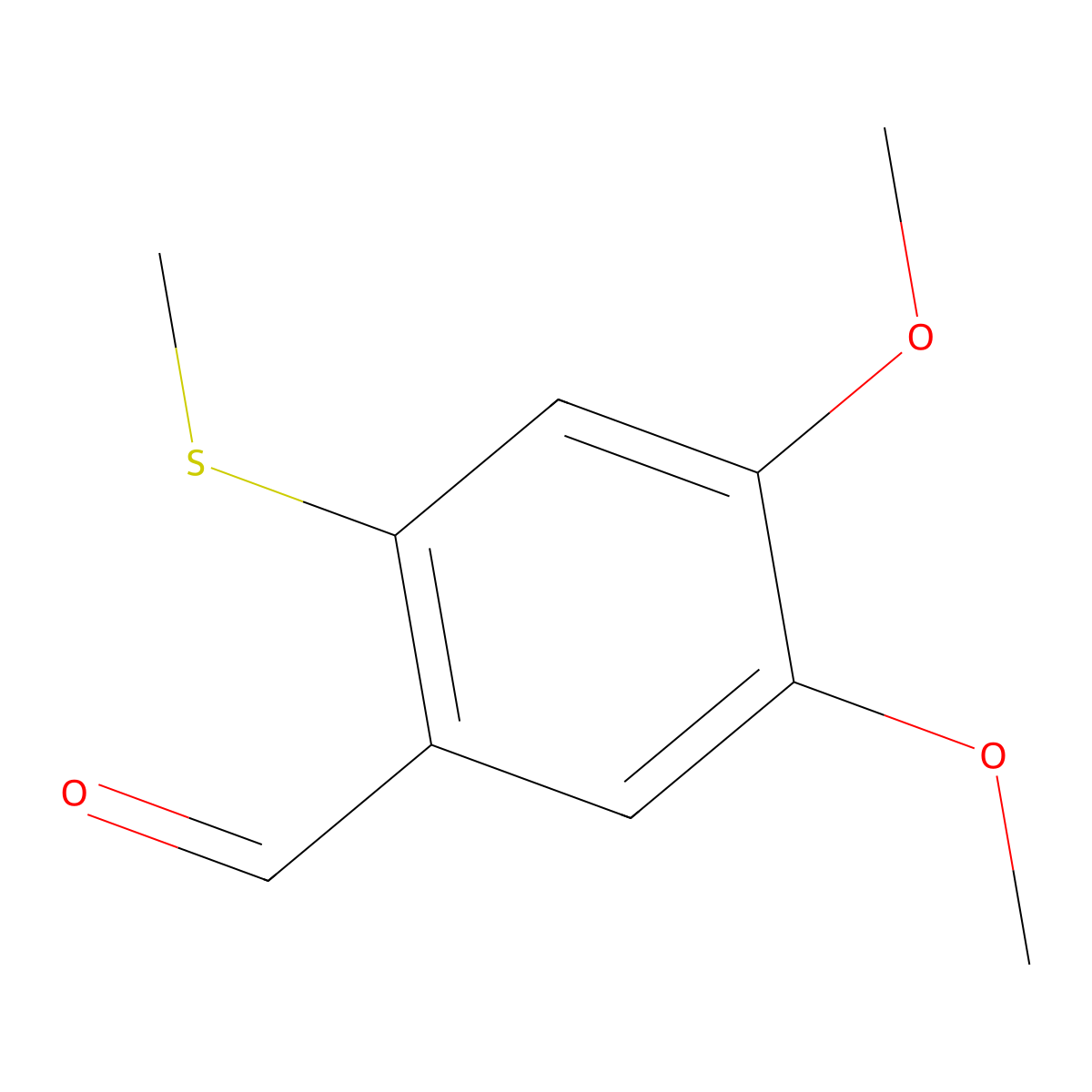 4,5-Dimethoxy-2-(methylsulfanyl)benzaldehyde molecular structure, CAS 63624-30-6