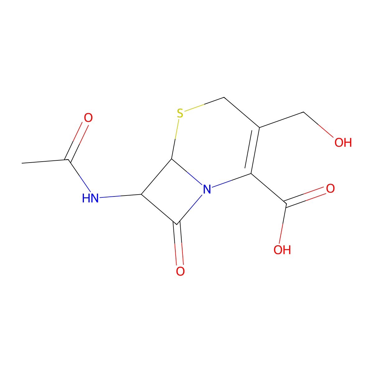 (6R,7R)-7-acetamido-3-(hydroxymethyl)-8-oxo-5-thia-1-azabicyclo[4.2.0]oct-2-ene-2-carboxylic acid molecular structure, CAS 63626-54-0