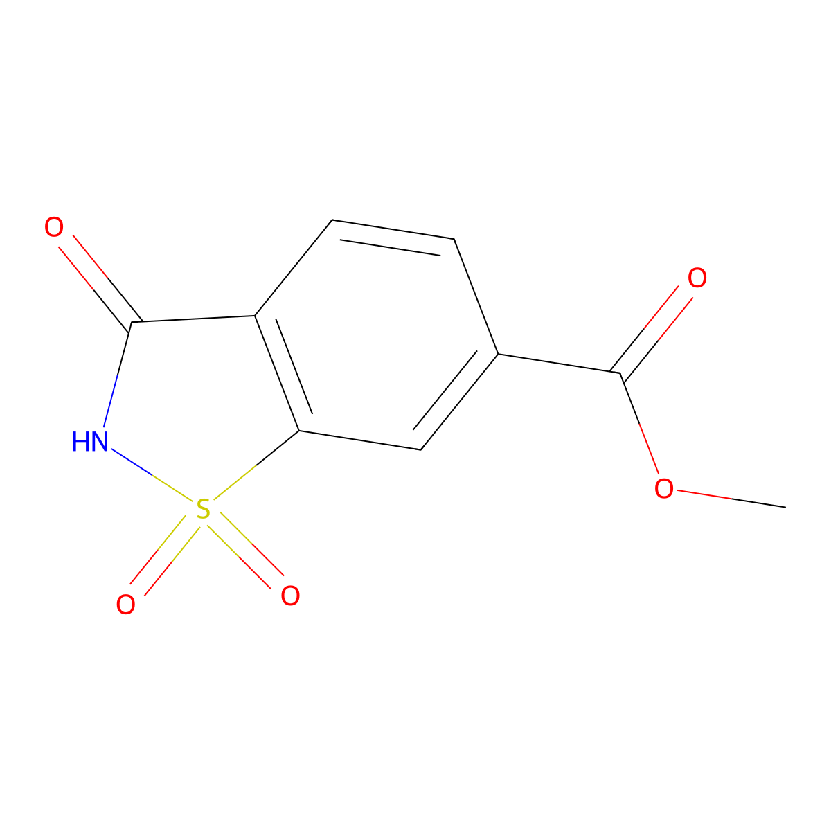 Methyl 1,1,3-trioxo-2,3-dihydro-1,2-benzothiazole-6-carboxylate molecular structure, CAS 63633-85-2
