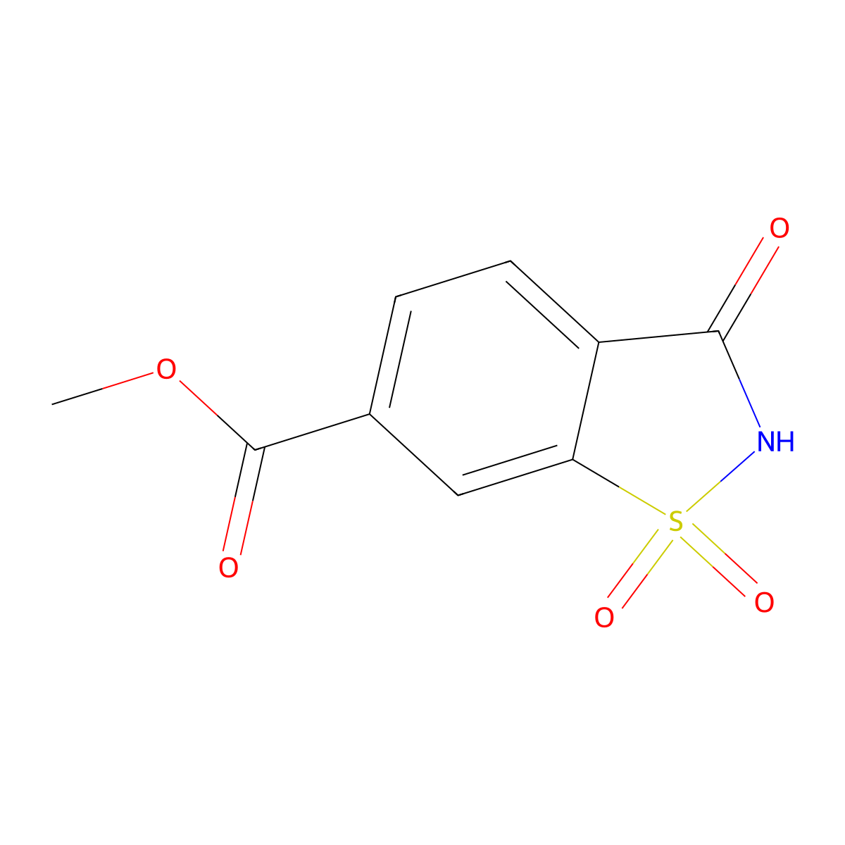 Methyl 1,1,3-trioxo-2,3-dihydro-1,2-benzothiazole-6-carboxylate molecular structure, CAS 63633-85-2