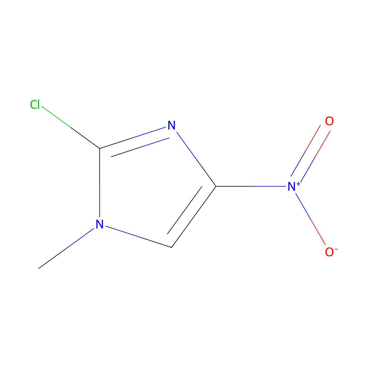 1H-Imidazole, 2-chloro-1-methyl-4-nitro- molecular structure, CAS 63634-21-9