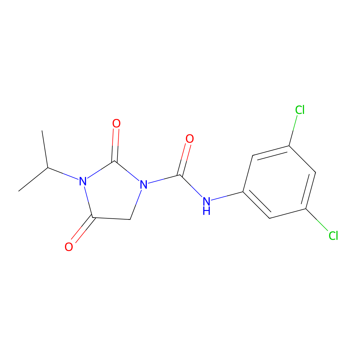 1-Imidazolidinecarboxamide, N-(3,5-dichlorophenyl)-3-(1-methylethyl)-2,4-dioxo- molecular structure, CAS 63637-89-8