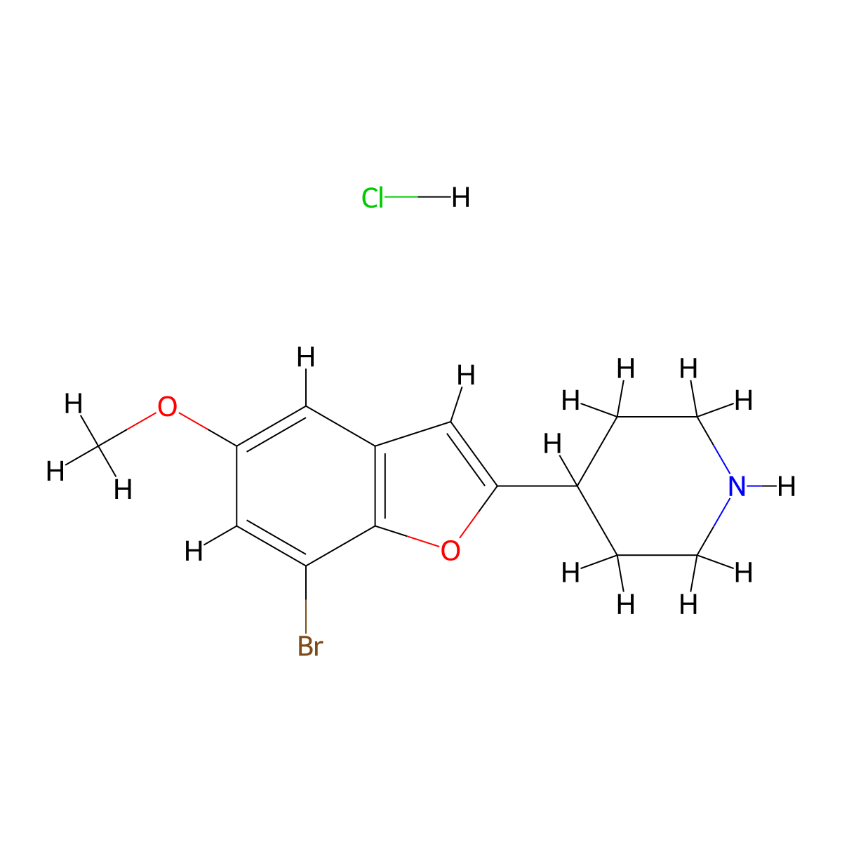 Piperidine, 4-(7-bromo-5-methoxy-2-benzofuranyl)-, hydrochloride (1:1) molecular structure, CAS 63638-90-4