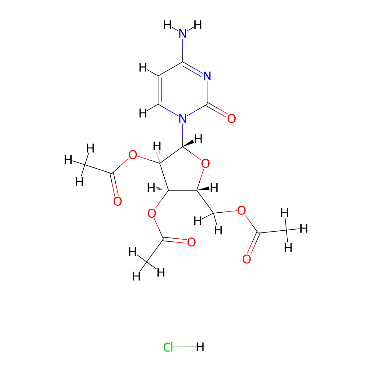 2',3',5'-Tri-O-acetylcytidine--hydrogen chloride (1/1) molecular structure, CAS 63639-21-4