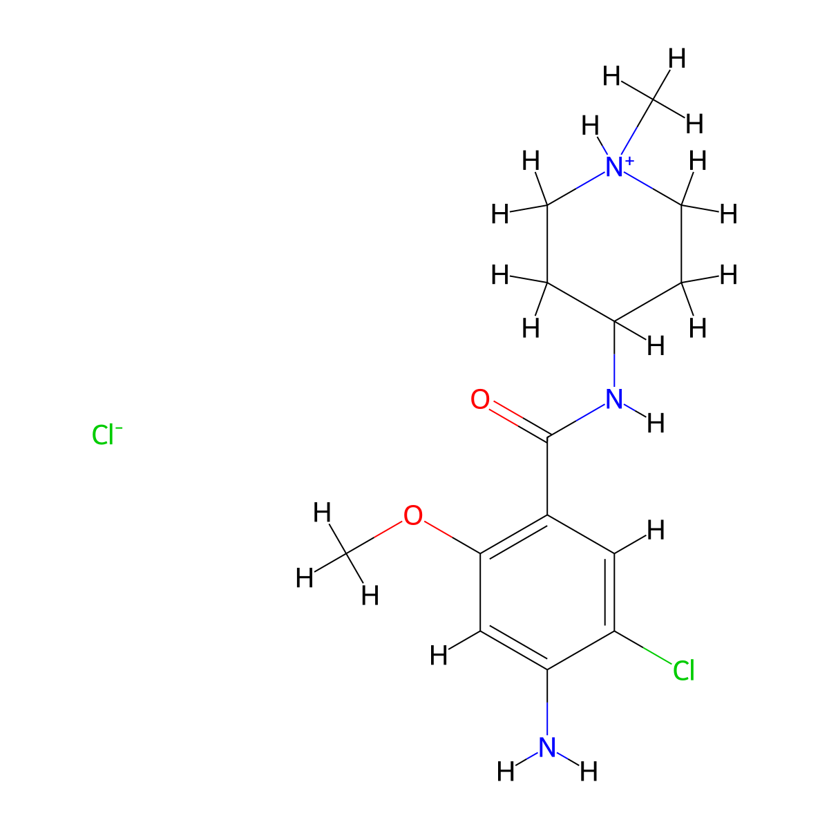 4-Amino-5-chloro-2-methoxy-N-(1-methylpiperidin-4-yl)benzene-1-carboximidic acid--hydrogen chloride (1/1) molecular structure, CAS 63639-44-1