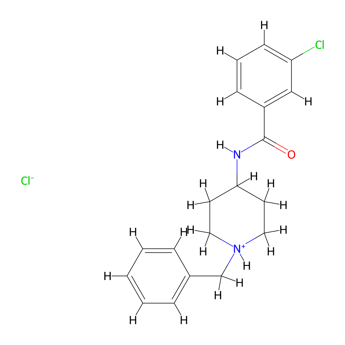 Benzamide, 3-chloro-N-(1-(phenylmethyl)-4-piperidinyl)-, monohydrochloride molecular structure, CAS 63639-51-0