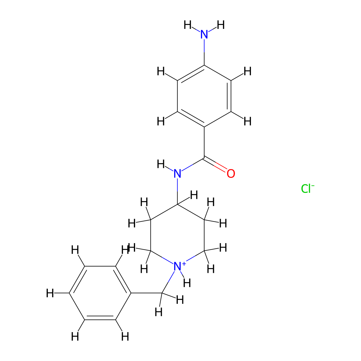 4-Amino-N-(1-benzylpiperidin-4-yl)benzamide--hydrogen chloride (1/1) molecular structure, CAS 63639-53-2