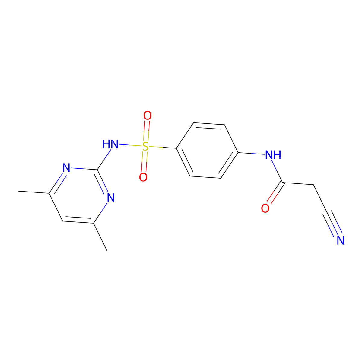 2-cyano-N-[4-[(4,6-dimethylpyrimidin-2-yl)sulfamoyl]phenyl]acetamide molecular structure, CAS 6364-09-6
