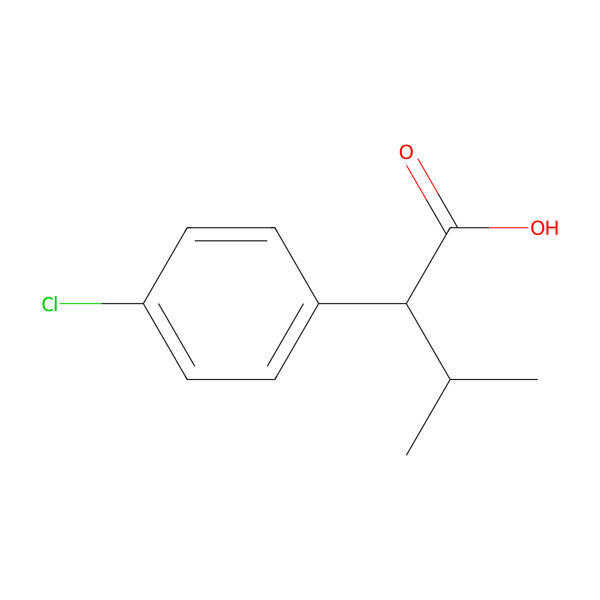 (R)-2-(4-Chlorophenyl)-3-methylbutanoic acid molecular structure, CAS 63640-09-5