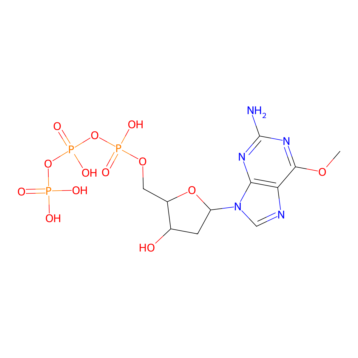 2'-Deoxy-6-O-methylguanosine 5'-(tetrahydrogen triphosphate) molecular structure, CAS 63642-16-0