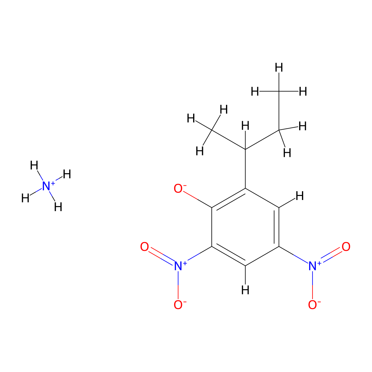 Dinoseb ammonium salt molecular structure, CAS 6365-83-9