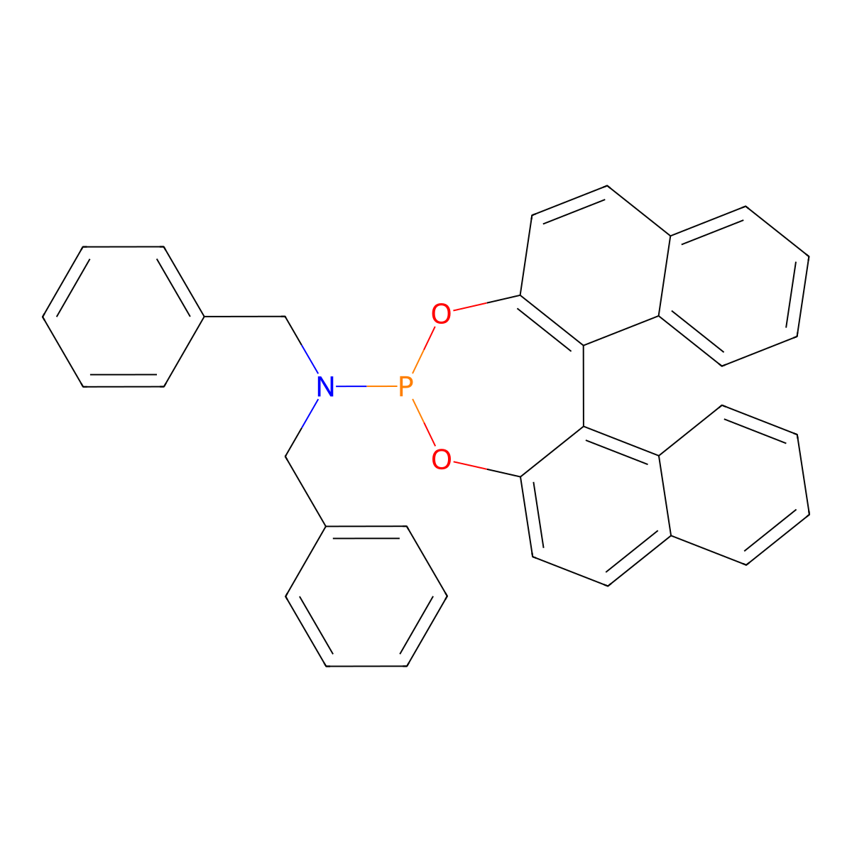 (11bR)-N,N-Bis(phenylmethyl)dinaphtho[2,1-d:1',2'-f][1,3,2]dioxaphosphepin-4-amine molecular structure, CAS 636559-54-1