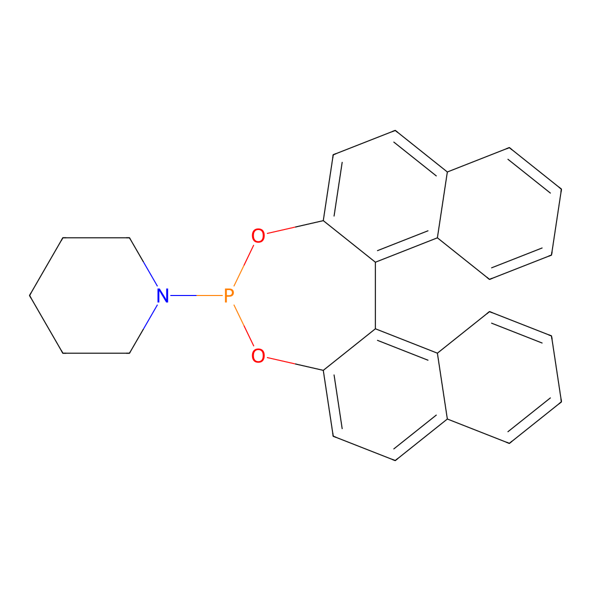 (R)-1-(Dinaphtho[2,1-d:1',2'-f][1,3,2]dioxaphosphepin-4-yl)piperidine molecular structure, CAS 636559-55-2