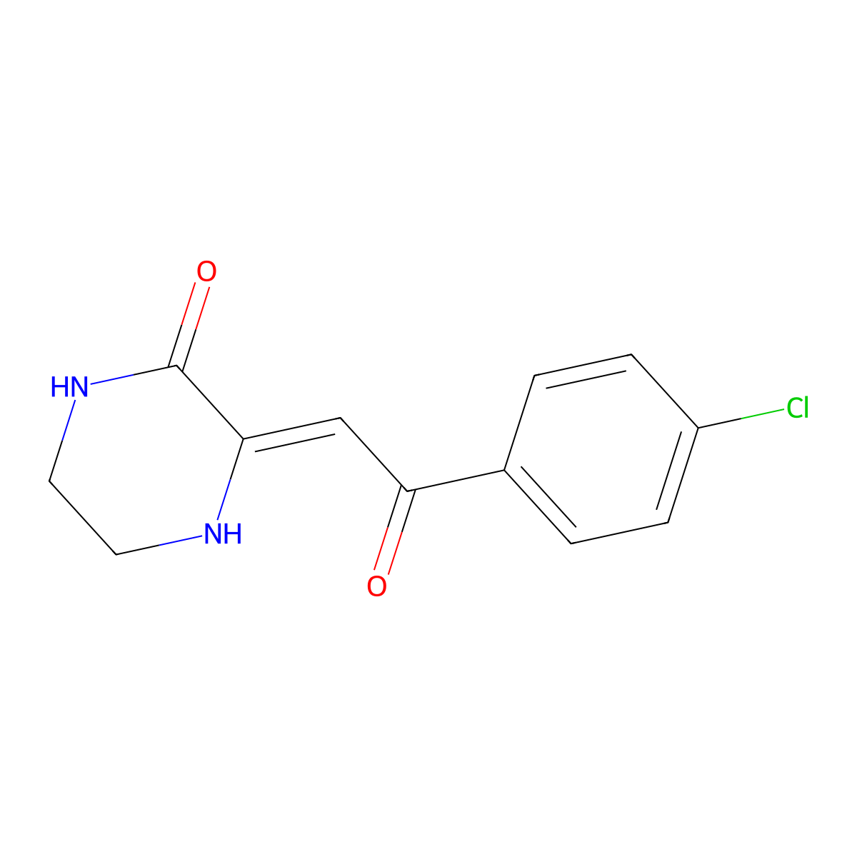 3-[2-(4-Chlorophenyl)-2-oxoethylidene]piperazin-2-one molecular structure, CAS 63656-20-2