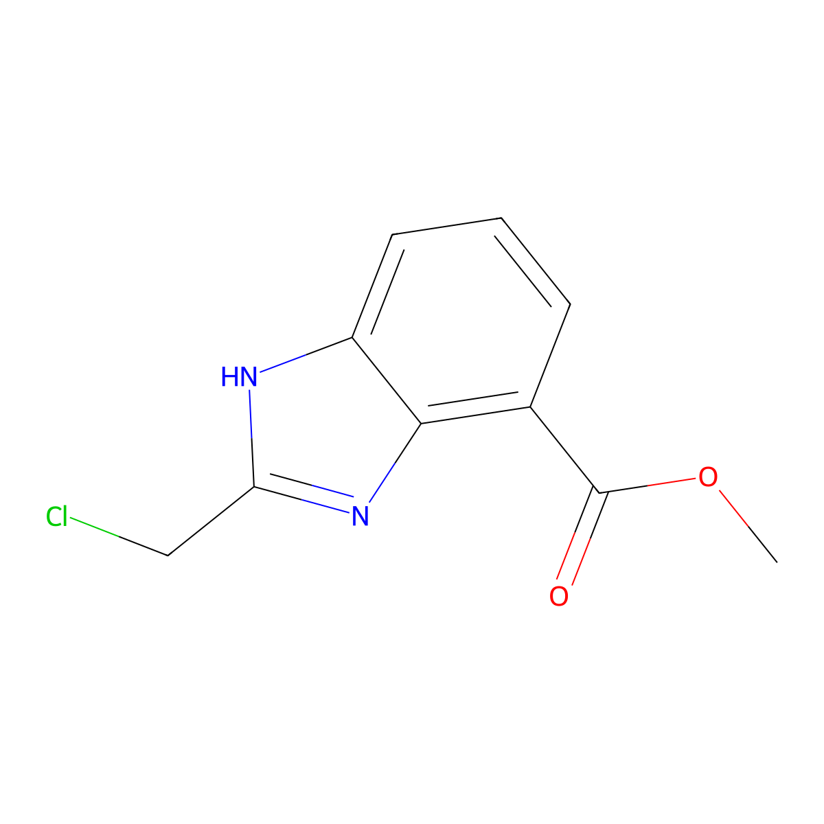 Methyl 2-(chloromethyl)-1H-benzimidazole-4-carboxylate molecular structure, CAS 636574-35-1