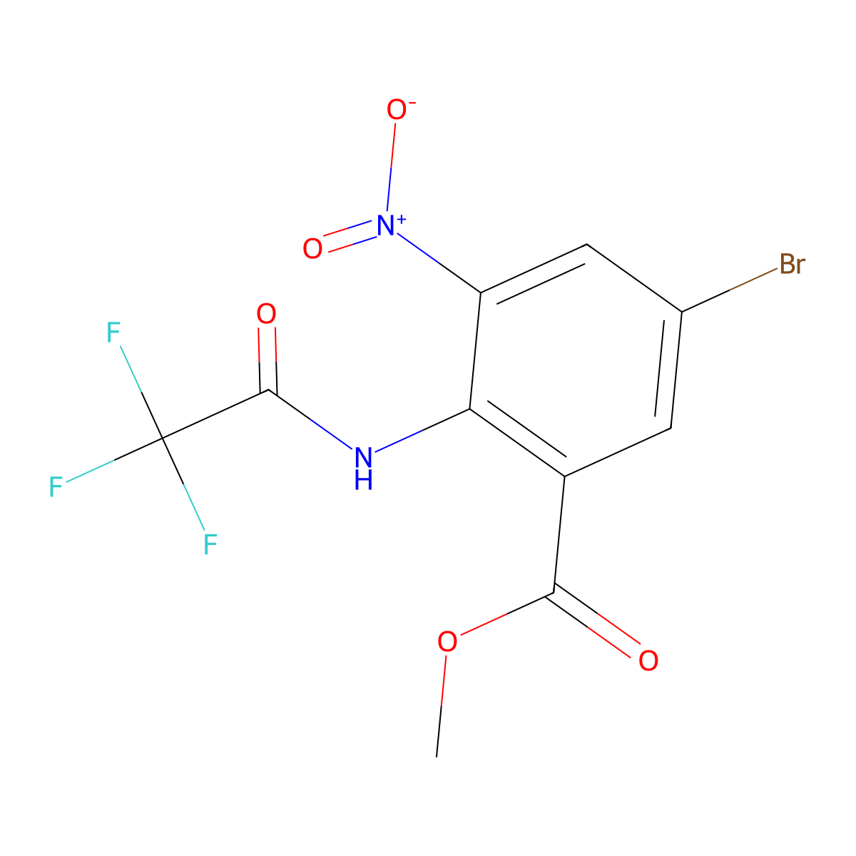 Methyl 5-bromo-3-nitro-2-(2,2,2-trifluoroacetamido)benzoate molecular structure, CAS 636581-60-7