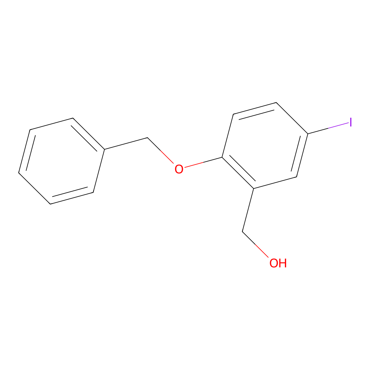 (2-(Benzyloxy)-5-iodophenyl)methanol molecular structure, CAS 636594-69-9
