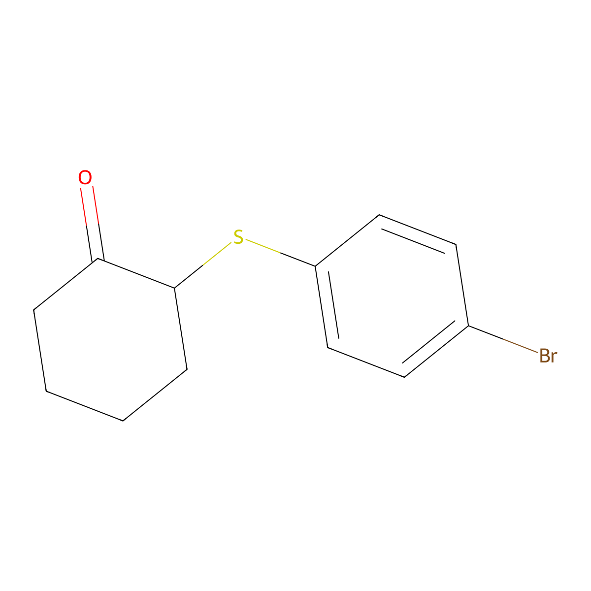 2-[(4-Bromophenyl)sulfanyl]cyclohexan-1-one molecular structure, CAS 636602-77-2