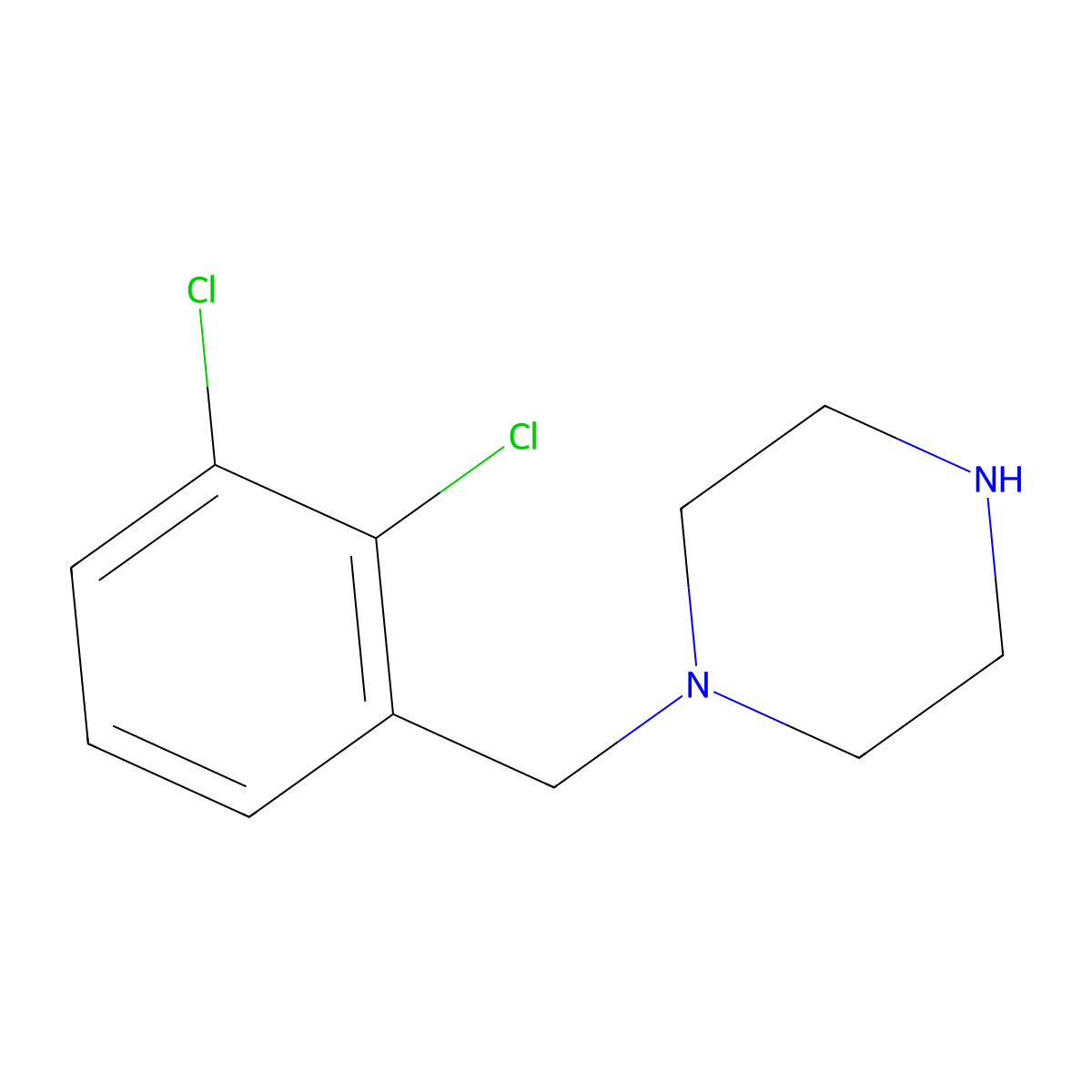 1-((2,3-Dichlorophenyl)methyl)piperazine molecular structure, CAS 636607-91-5