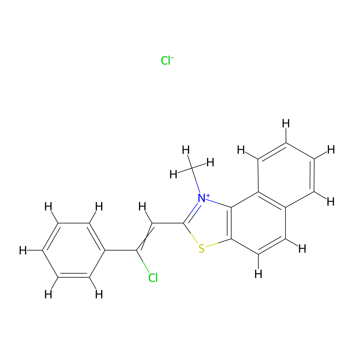 Naphtho(1,2-d)thiazolium, 2-(2-chloro-2-phenylethenyl)-1-methyl-, chloride (1:1) molecular structure, CAS 63665-80-5