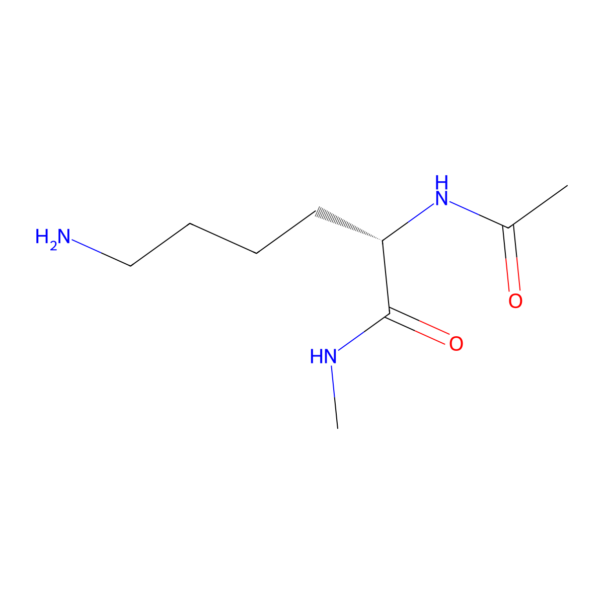 (S)-2-(Acetylamino)-6-amino-N-methylhexanamide molecular structure, CAS 6367-10-8
