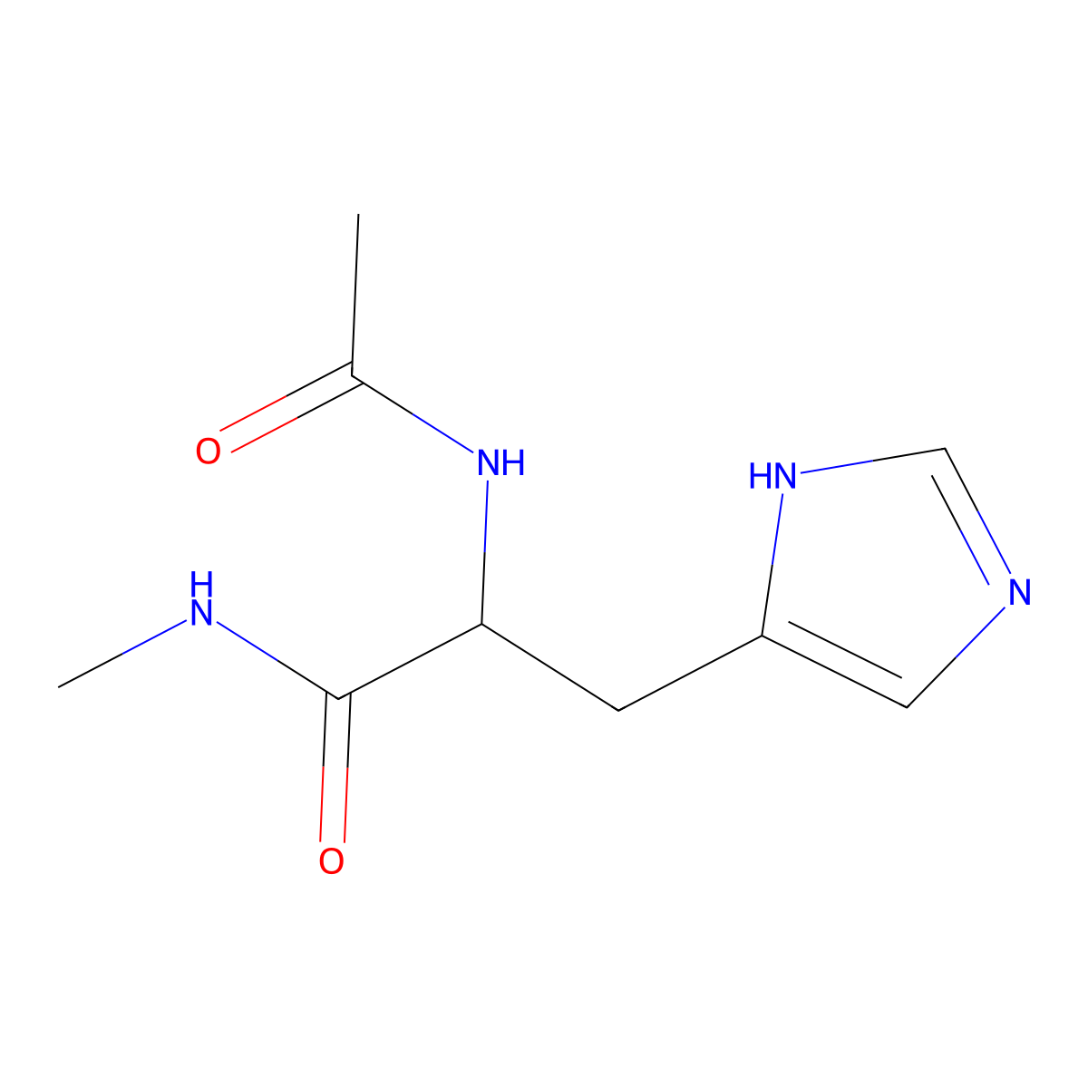 1H-Imidazole-4-propanamide, alpha-(acetylamino)-N-methyl-, (S)- molecular structure, CAS 6367-11-9