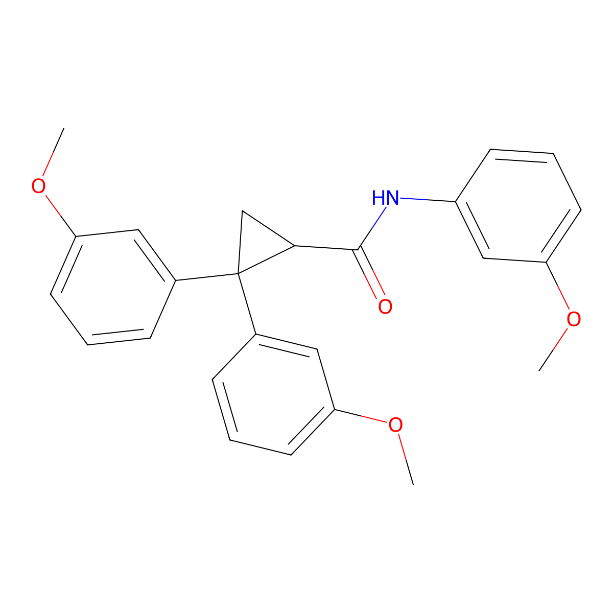 N,2,2-tris(3-methoxyphenyl)cyclopropanecarboxamide molecular structure, CAS 6367-84-6