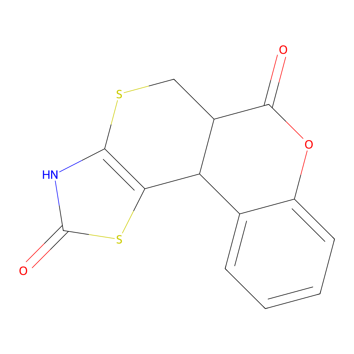 5,5a-dihydrochromeno[4',3':4,5]thiopyrano[2,3-d]thiazole-2,6(3H,11bH)-dione molecular structure, CAS 63670-99-5