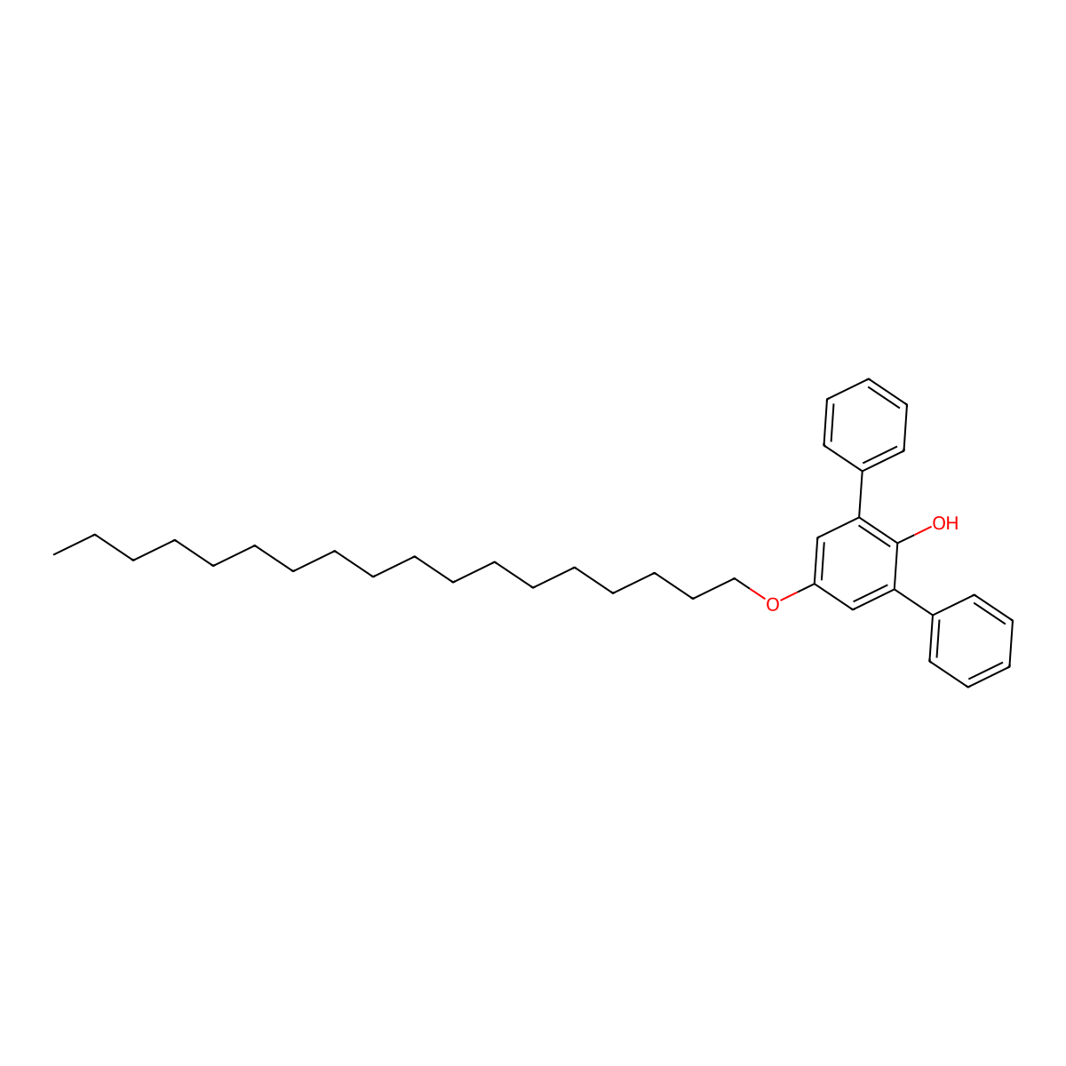 [1,1':3',1''-Terphenyl]-2'-ol, 5'-(octadecyloxy)- molecular structure, CAS 63671-76-1
