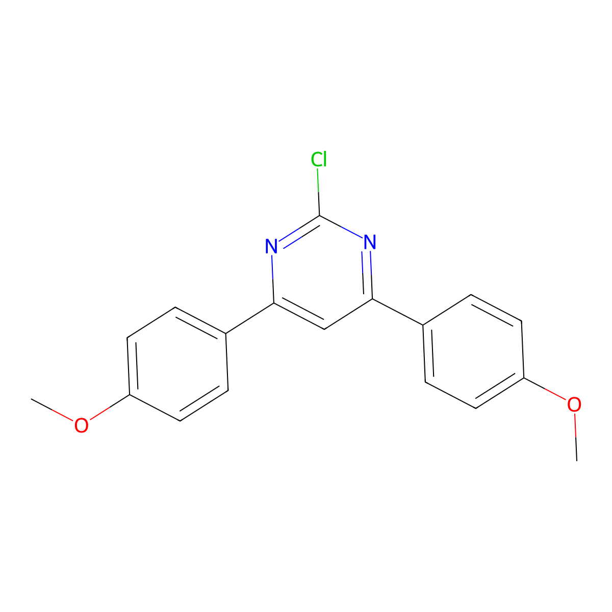 2-Chloro-4,6-bis(4-methoxyphenyl)pyrimidine molecular structure, CAS 63673-72-3