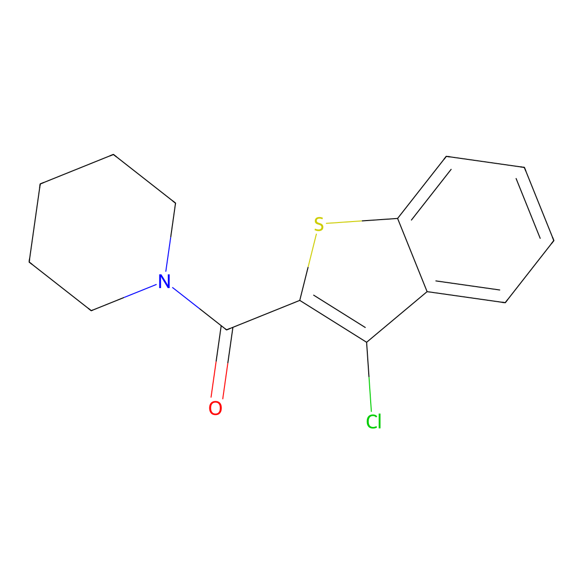(3-Chloro-1-benzothiophen-2-yl)(piperidin-1-yl)methanone molecular structure, CAS 63674-41-9