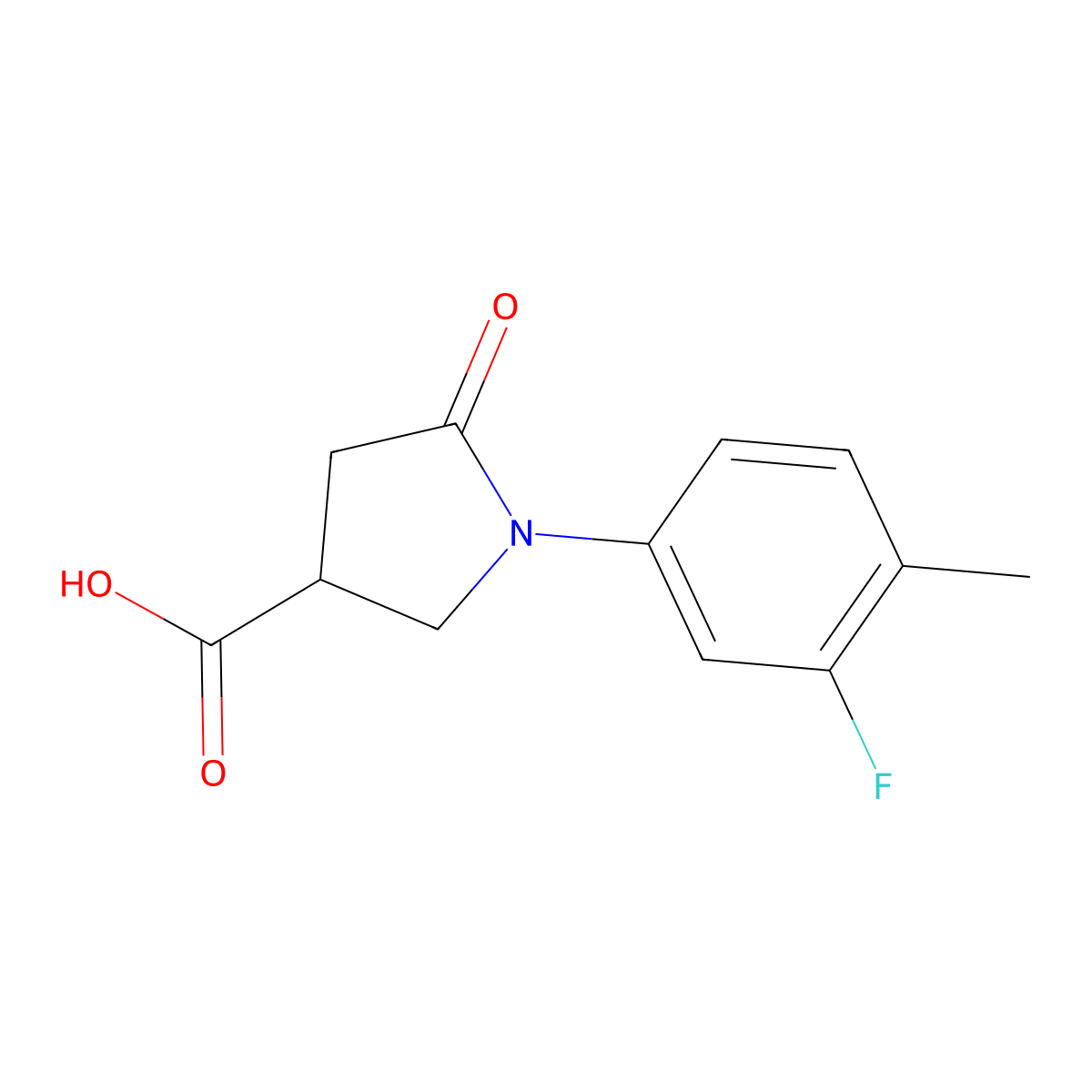1-(3-Fluoro-4-methylphenyl)-5-oxopyrrolidine-3-carboxylic acid molecular structure, CAS 63674-46-4