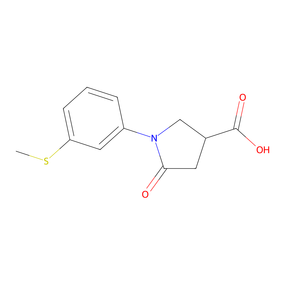 3-Pyrrolidinecarboxylic acid, 1-(3-(methylthio)phenyl)-5-oxo- molecular structure, CAS 63674-52-2