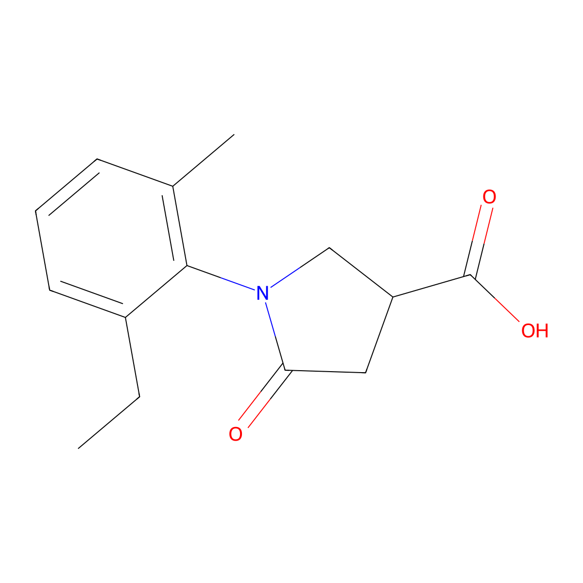 1-(2-Ethyl-6-methylphenyl)-5-oxopyrrolidine-3-carboxylic acid molecular structure, CAS 63674-54-4