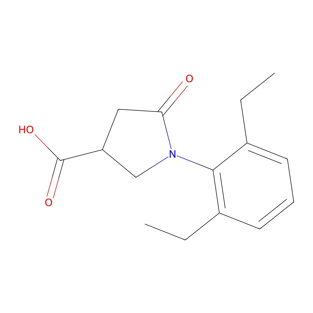 1-(2,6-Diethylphenyl)-5-oxopyrrolidine-3-carboxylic acid molecular structure, CAS 63674-55-5