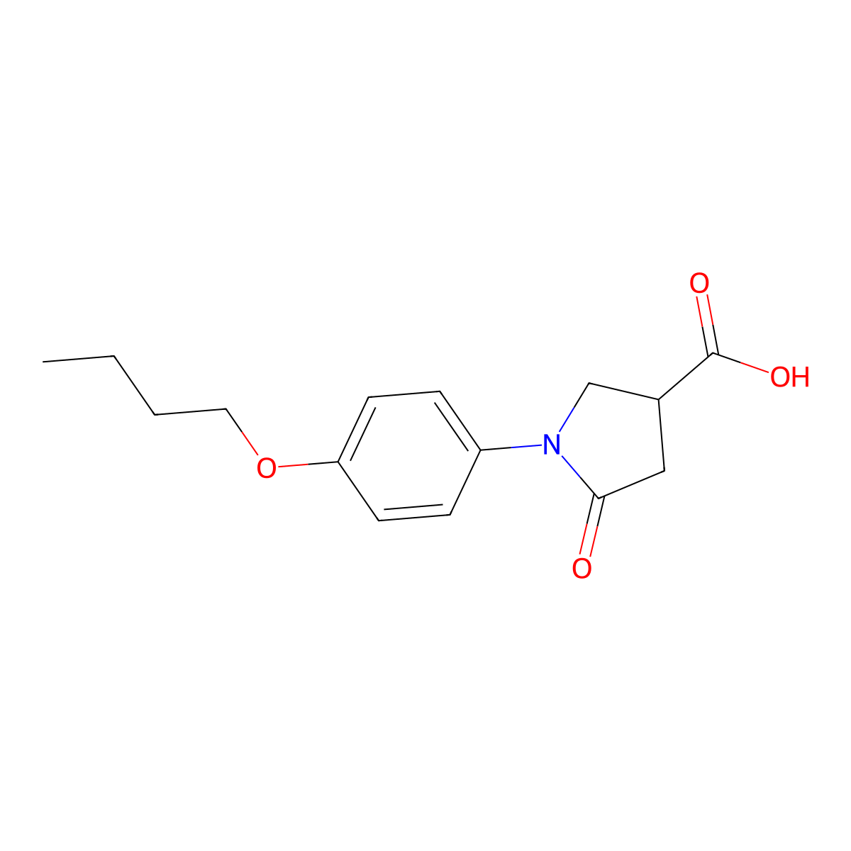 1-(4-Butoxyphenyl)-5-oxo-3-pyrrolidinecarboxylic acid molecular structure, CAS 63674-59-9